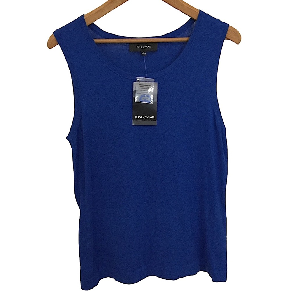 JONES WEAR sz Small Sweater Sleeveless Cotton Blend Royal Blue NWT